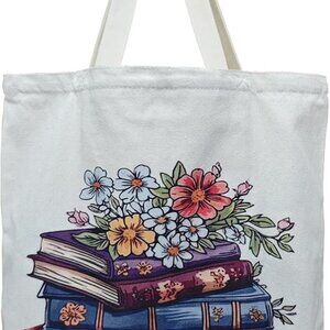 Brand New Tote Book Canvas 15x9x17 Blue Inner Pocket